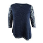 JM Women's Collection Burnout Tunic Dark Blue Size Large
