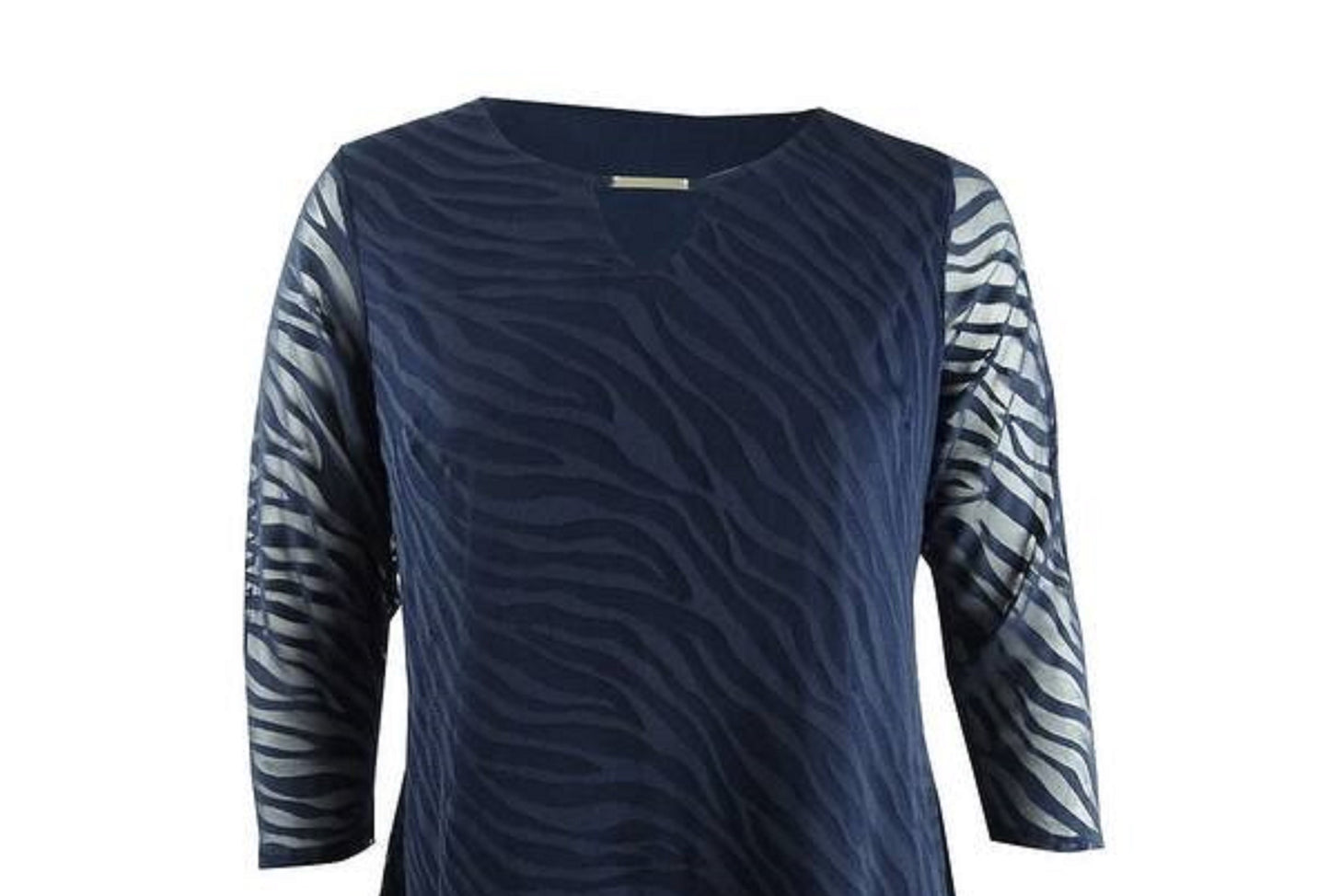 JM Women's Collection Burnout Tunic Dark Blue Size Large