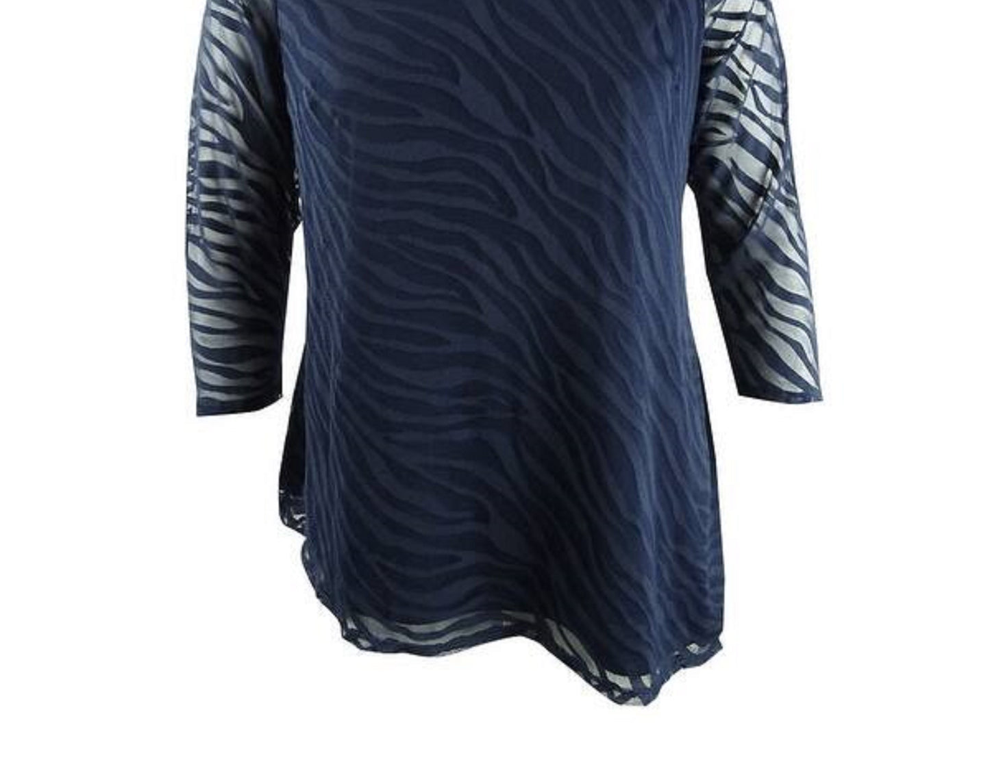 JM Women's Collection Burnout Tunic Dark Blue Size Large