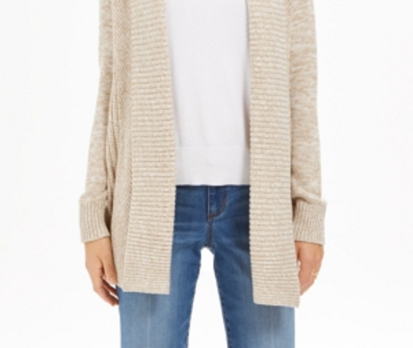 Charter Club Women's Marled Shawl-Collar Cardigan Beige Size Extra Small