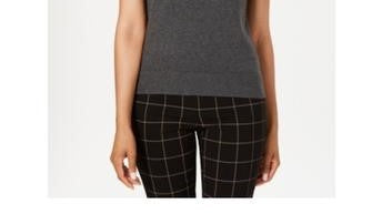 Charter Club Women's Sleeveless Crew Neck Sweater Grey Size X-Large
