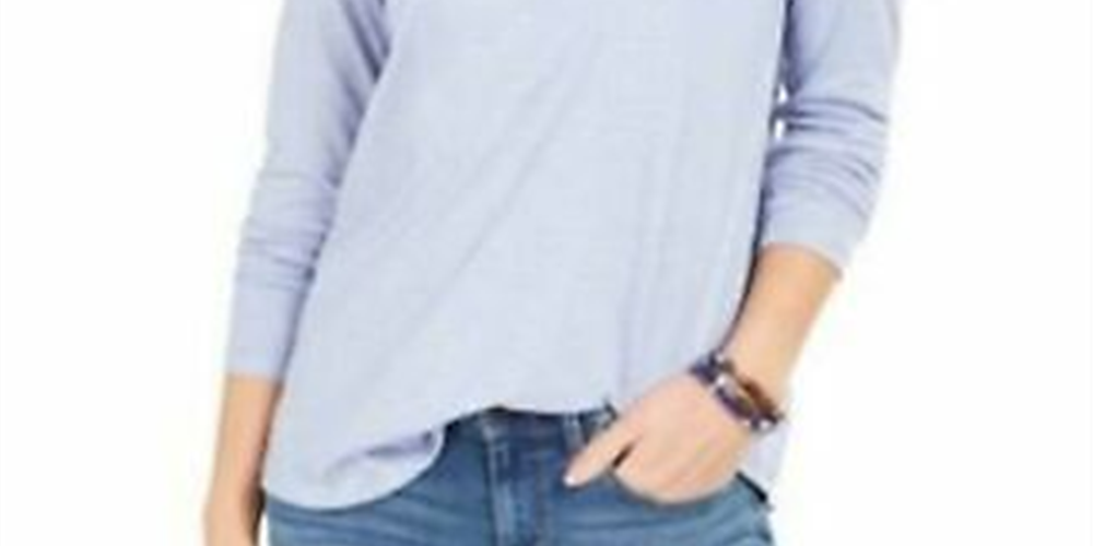 Style & Co Women's Speckled Shimmer Top Blue Size Small