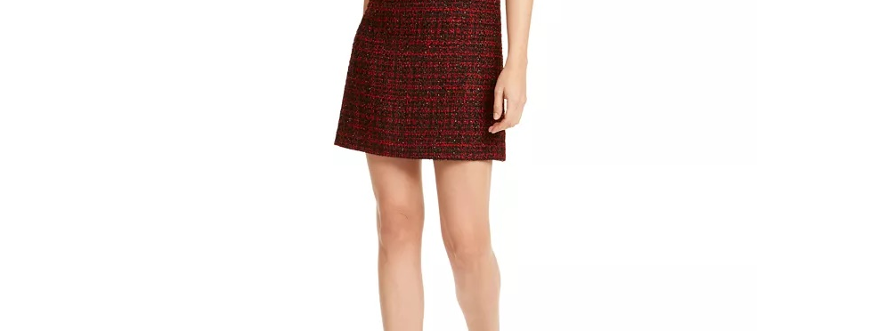 Maison Jules Women's Collared Tweed Shift Dress Red Size X-Small