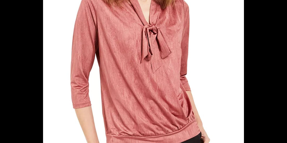 Alfani Women's Tie Neck Top Pink Size Petite Medium