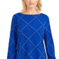 Charter Club Women's Plaid Knit Top Blue Size Extra Large