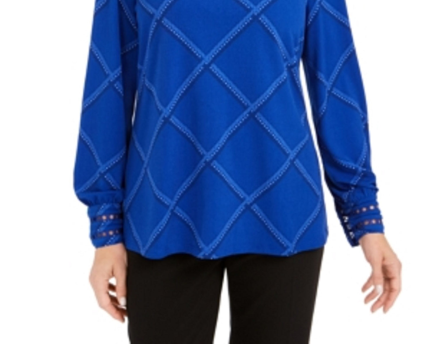 Charter Club Women's Plaid Knit Top Blue Size Extra Large