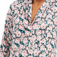 Charter Club Women's Floral Print Ruched V Neck Blouse Pink Size Large