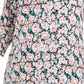 Charter Club Women's Floral Print Ruched V Neck Blouse Pink Size Large