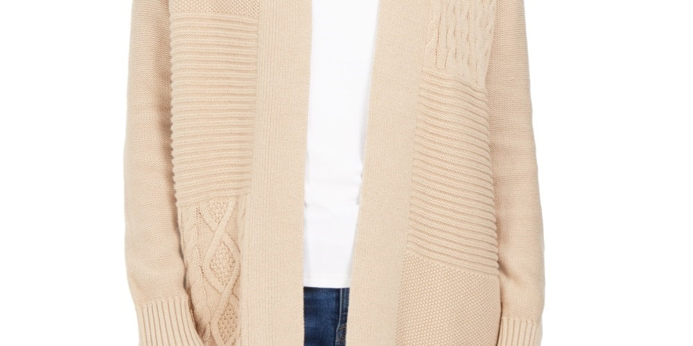 Charter Club Women's Patchwork Cardigan Beige Size Small