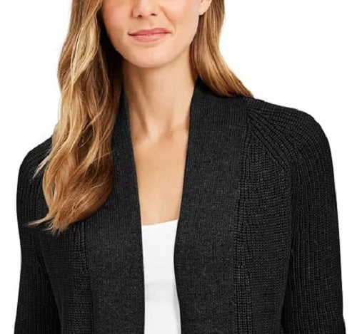 Charter Club Women's Cotton Cropped Cardigan Black Size Petite Small