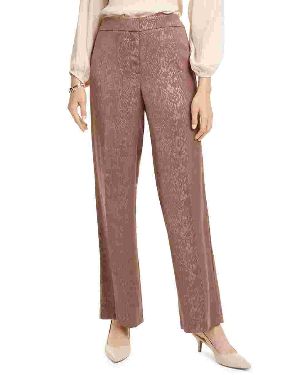 Alfani Women's Jacquard Snake Print Wide Leg Pants Brown Size 4
