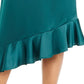 Alfani Women's Asymmetrical Ruffle Hem Skirt Green Size 16