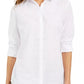 Charter Club Women's Faux-Pearl Shirt White Size Extra Small