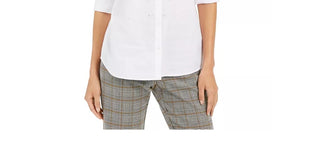 Charter Club Women's Faux-Pearl Shirt White Size Extra Small