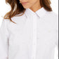 Charter Club Women's Faux Pearl Button Front Shirt White Size Petite Medium