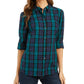 Charter Club Women's Cotton Plaid Shirt Black Size X-Small