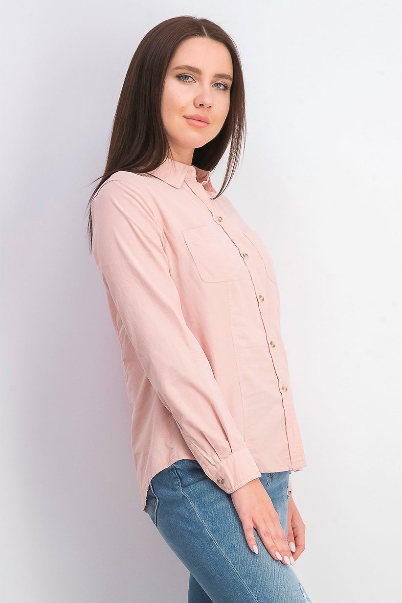 Charter Club Women's Solid Corduroy Shirt Pink Size Extra Small
