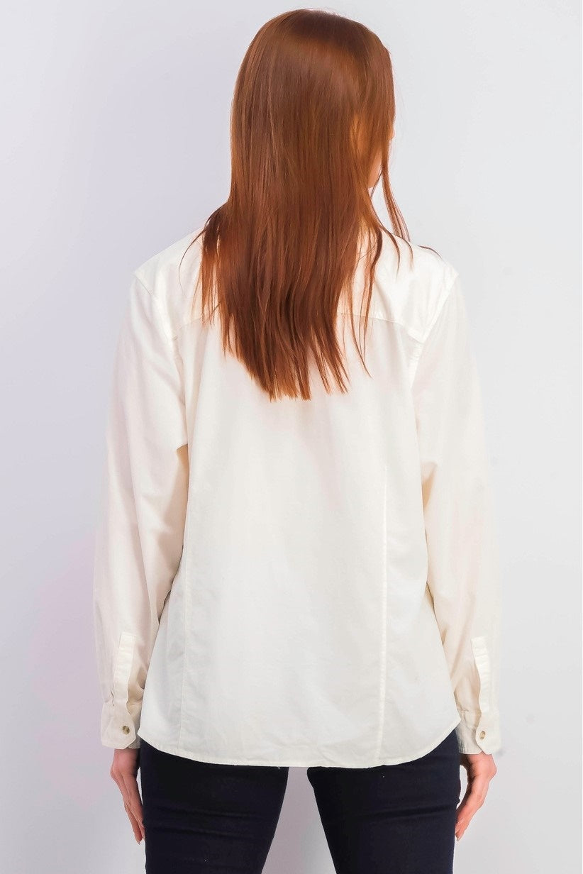 Charter Club Women's Solid Corduroy Shirt White Size Small