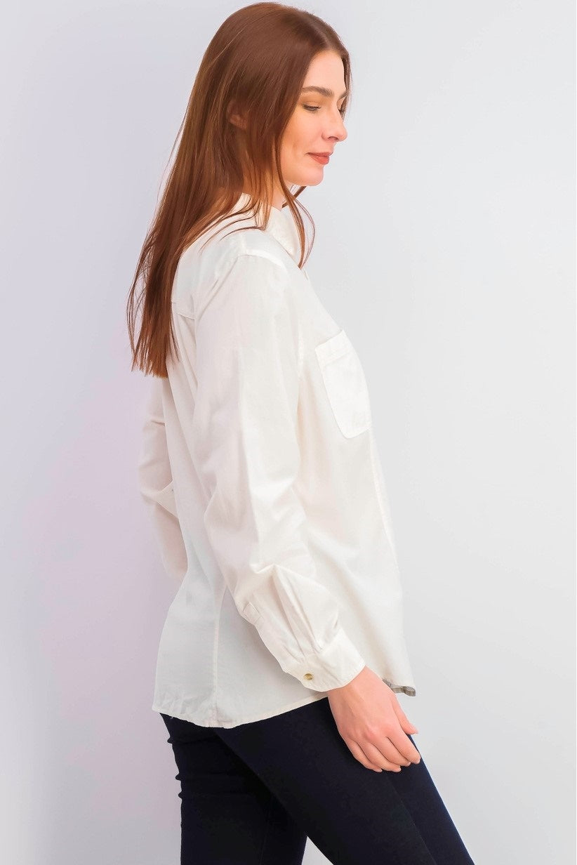 Charter Club Women's Solid Corduroy Shirt White Size Small