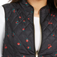 Charter Club Women's Floral-Print Quilted Vest Black Size Medium