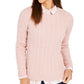 Charter Club Women's Cable-Knit Button-Trim Sweater Black Size Large