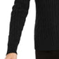 Charter Club Women's Textured Embellished Patterned Long Sleeve Jewel Neck Sweater Black Size Medium