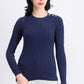 Charter Club Women's Cable-Knit Button-Trim Sweater Blue Size Large