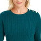 Charter Club Women's Cable-Knit Button-Trim Sweater Green Size Large
