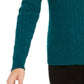 Charter Club Women's Textured Embellished Patterned Long Sleeve Jewel Neck Sweater  Size Dark Green Size Medium