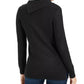 Charter Club Women's Patchwork-Stitch Asymmetrical-Collar Sweater Black Size Medium