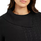 Charter Club Women's Patchwork-Stitch Asymmetrical-Collar Sweater Black Size Medium