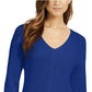 Charter Club Women's Cotton Textured V Neck Sweater Blue Size Large