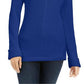 Charter Club Women's Cotton Textured V Neck Sweater Blue Size Large