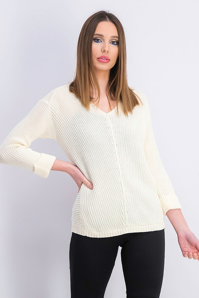 Charter Club Women's Petite Cotton Ribbed Cuffed Sweater White Size Medium