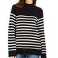 Charter Club Women's Striped Mockneck Sweater Black Size Small