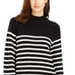 Charter Club Women's Striped Mockneck Sweater Black Size Small