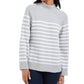 Charter Club Women's Striped Mockneck Sweater Gray Size Extra Large
