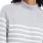 Charter Club Women's Striped Mockneck Sweater Gray Size Extra Large