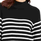 Charter Club Women's Black Striped Long Sleeve Mock Sweater Black Size Petite