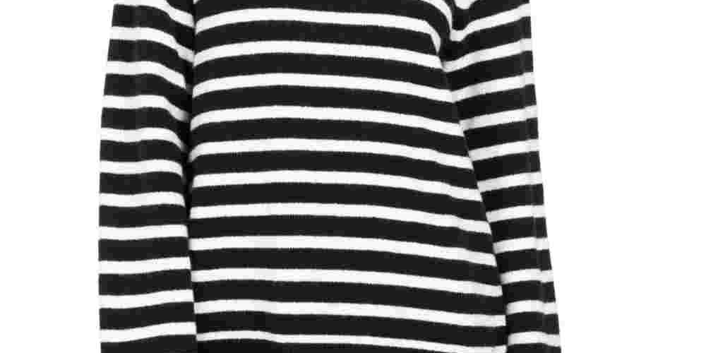 Charter Club Women's Black Striped Long Sleeve Mock Sweater Black Size Petite
