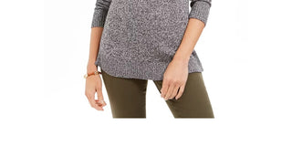 Charter Club Women's Marled-Knit Tunic Sweater Black Size Large