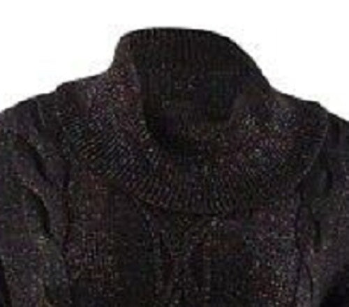 Charter Club Women's Cowl Neck Cable Knit Glitter Sweater Black Size X-Large