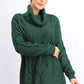 Charter Club Women's Cowl Neck Cable Knit Glitter Sweater Green Size Small