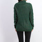 Charter Club Women's Cowl Neck Cable Knit Glitter Sweater Green Size Small