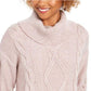 Charter Club Women's Cowl-Neck Cable-Knit Glitter Sweater Pink Size Medium