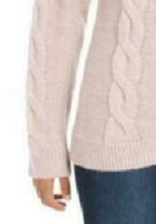 Charter Club Women's Cowl-Neck Cable-Knit Glitter Sweater Pink Size X-Small
