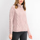 Charter Club Women's Petite Cable-Knit Sweater Pink Size Medium