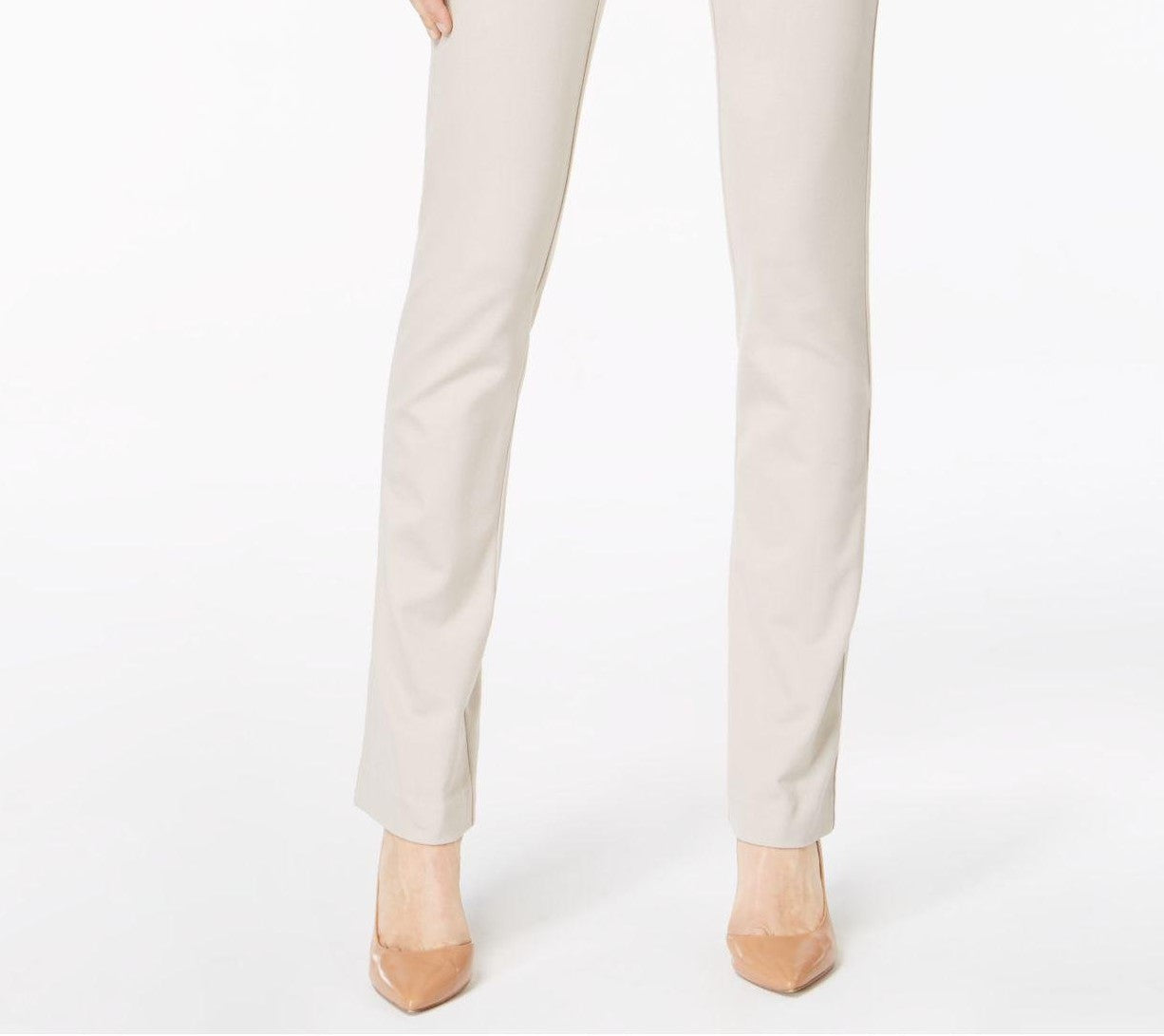 INC International Concepts Women's Curvy Pull-On Skinny Cropped Pants Beige Size 10