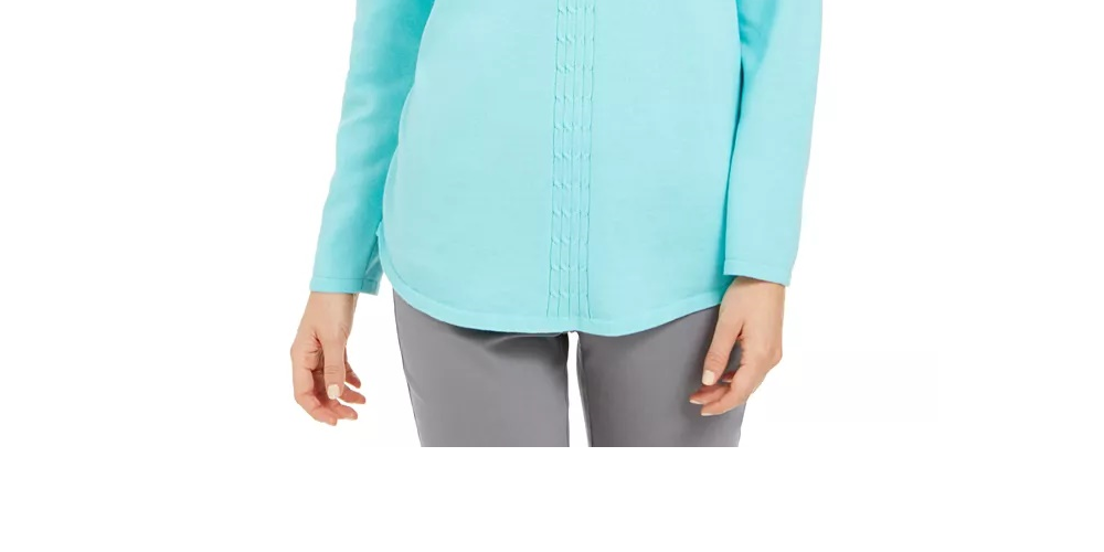 Karen Scott Women's Cotton Cable-Knit Sweater Blue Size Large