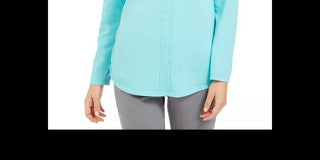 Karen Scott Women's Cotton Cable-Knit Sweater Blue Size Large